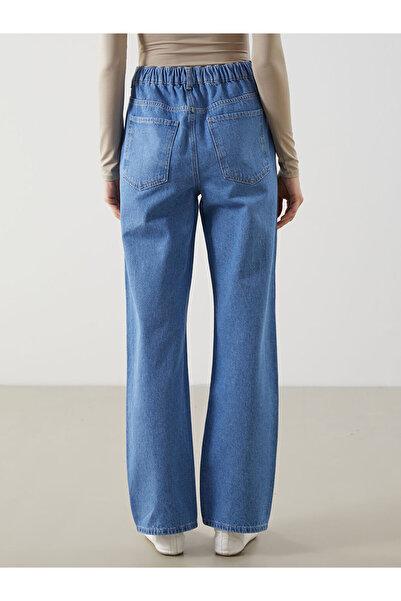 LC Waikiki LCW Beli Lastikli Straight Fit Taşlı Kadın Jean Pantolon