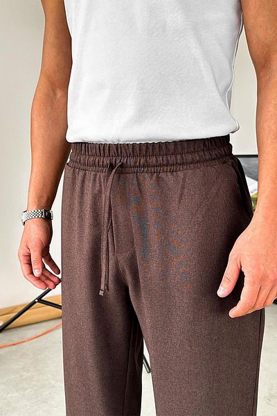 HAFKAGİYİM Καφέ υφή μαλακό παντελόνι Jogger