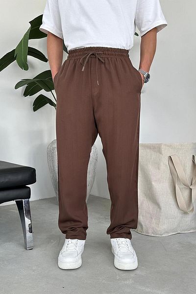 HAFKAGİYİM Καφέ Modal Fabric Basic φαρδύ παντελόνι