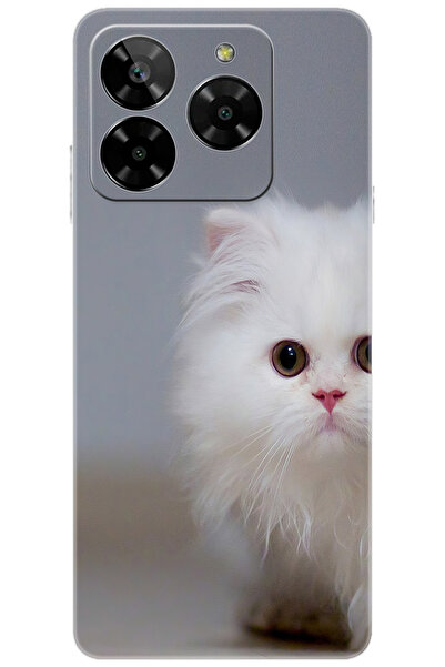 General Mobile ERA 50 (G318) Uyumlu Kılıf Desen Baskılı Silikon Beyaz Kedi ST...