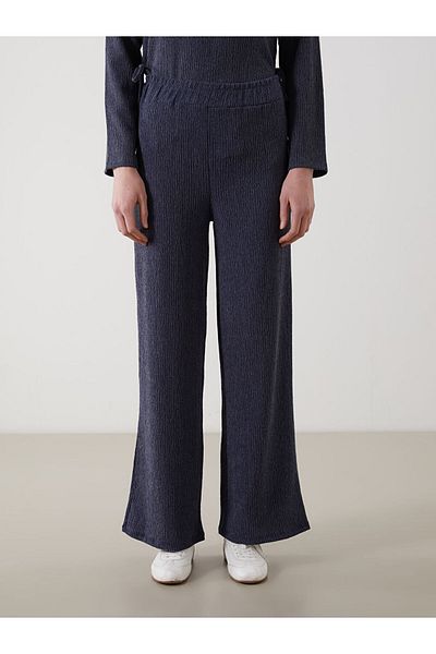 LC Waikiki Lcw Comfort Indigo Women's Elastic Waist Textured Pants