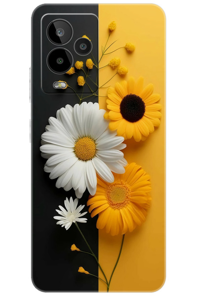 General Mobile GM 24 PRO (G514) Uyumlu Kılıf Desen Baskılı Silikon Papatya Se...