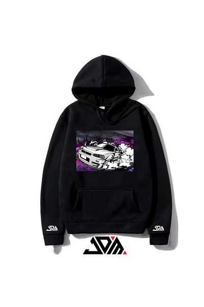 JDM Суитшърт с качулка Code Trend Modified Car Series Black
