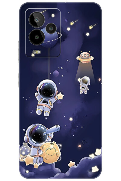 General Mobile GM 24 PRO (G514) Uyumlu Kılıf Desen Baskılı Silikon Astronot S...