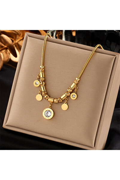 Choice N1821 DIEYURO 316L الفولاذ المقاوم للصدأ الأرقام الرومانية قلادة سحر الزركون الأبيض أساور للنساء