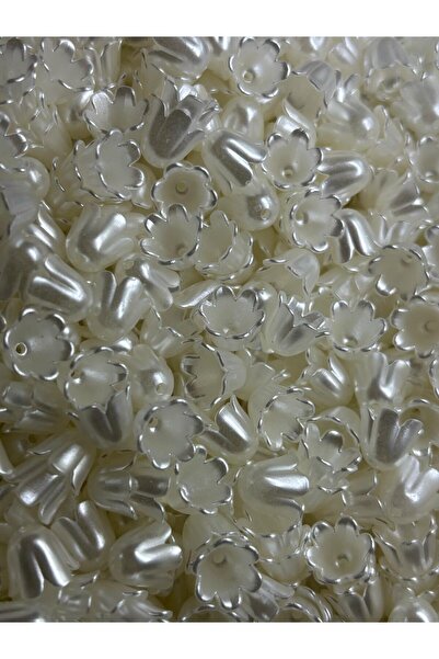 BEİLYS COSMETİCS & ACCESSORY 100 Adet Beyaz Lale Inci Delikli Dikme Inci Bonc...