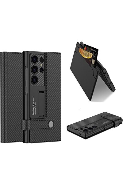 Kipgsm Samsung Galaxy S24 Ultra Uyumlu Kılıf Kamera Korumalı Karbon Katlanır ...
