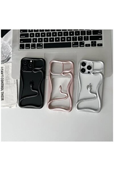 Zebana Apple iPhone 15 Pro Max Compatible Case Zebana 3D Snake Silicone Case Gray