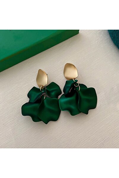 Choice أقراط نسائية على شكل زهرة بوهيمية خضراء ملونة على شكل بتلات أقراط متدل...