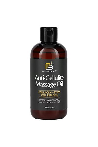 M3 NATURALS زيت تدليك مضاد للسيلوليت، زيت لتنعيم البشرة وتقويتها، 8 أونصة سائ...