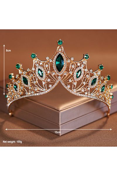 Choice Tiaras 5 Itacazzo Bridal Headwear Green-colour Ladies Exquisite Dazzling Party Crown Luxurious Birth