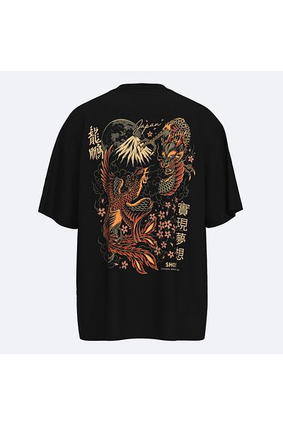 Shout Μπλουζάκι Unisex Dragon Vs Phoenix μεγάλου μεγέθους