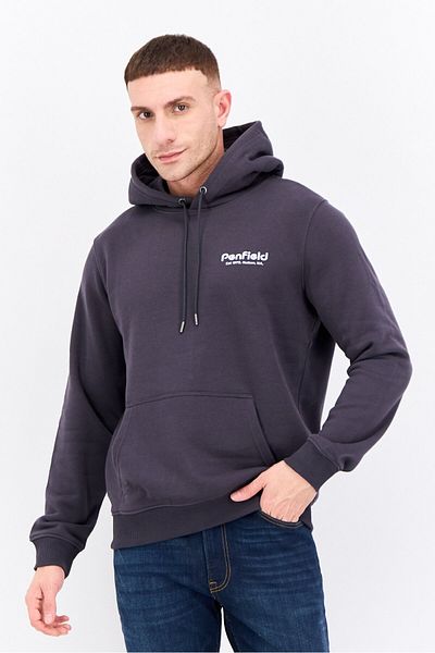 Penfield Men Hooded Brand Logo Long Sleeve Sweatshirt, Dark Grey