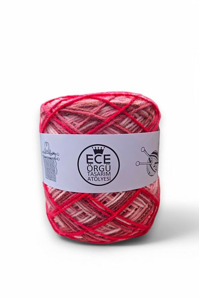 Ece Örgü Tasarım Atölyesi Κόκκινο, τριαντάφυλλο, ροζ, ανοιχτό ροζ χρώμα που διαβαίνει 100% μαλλί μερίνο πλεξίματα σχοινί (100 γρ.)