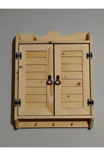 Yonga Decorative Terekli and Spice Rack Wall Shelf - Cup Holder with Wooden Lid (55*43*10)