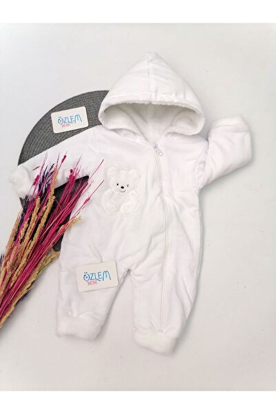 ÖZLEM BEBE Welsoftlu Beyaz Astronot Tulum-6 Ay