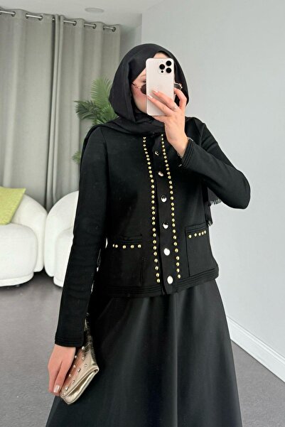 Şulemoda Giyim Μαύρη ζακέτα Mercerized Almira