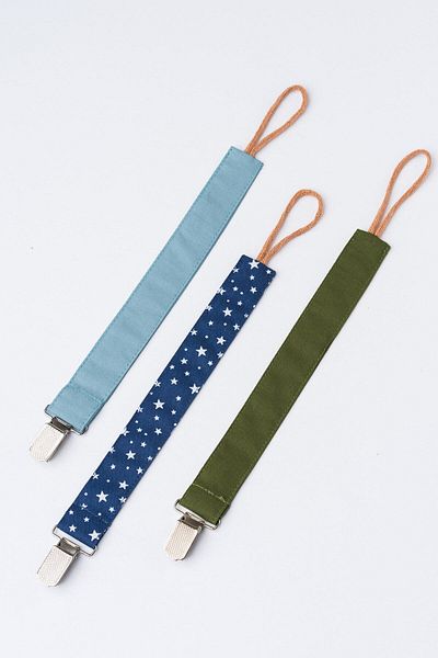MyVera Indigo Navy Blue Star Khaki Green Pacifier Strap - Pacifier Chain Set of 3