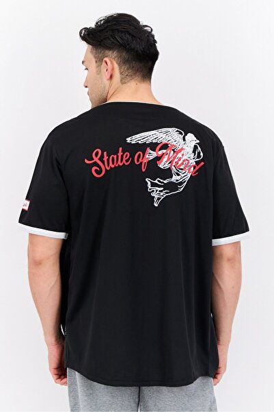 Brooklyn Men Sportswear Fit Short Sleeves Baseball Jersey, Black