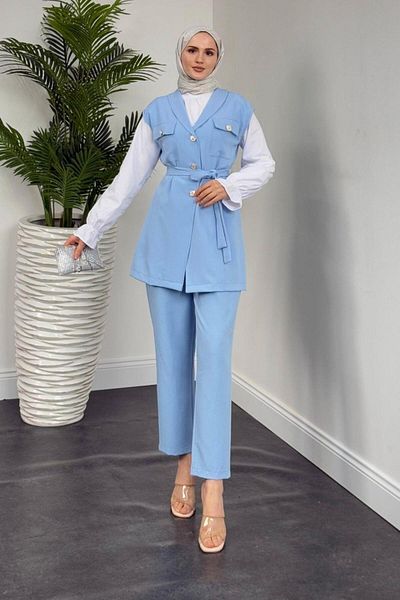 MERVEN AKYÜZ Σετ τριπλό παντελόνι Nicolette Baby Blue