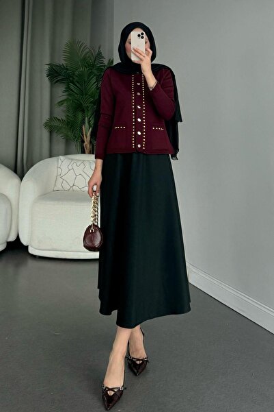 Şulemoda Giyim Μπορντό ζακέτα Mercerized Almira