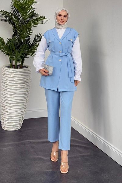 MERVEN AKYÜZ Σετ τριπλό παντελόνι Nicolette Baby Blue