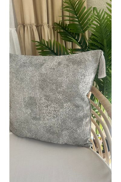 Decamor home Husă de pernă pentru lounge gri deschis cu ciucuri