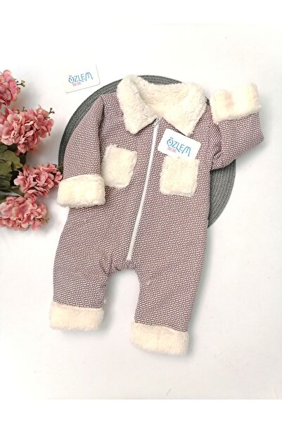 ÖZLEM BEBE Yakası Kürklü Welsoft Somon Astronot Tulum-12 Ay