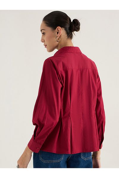 Femmella By Styli Solid Half Zipper Collared Top