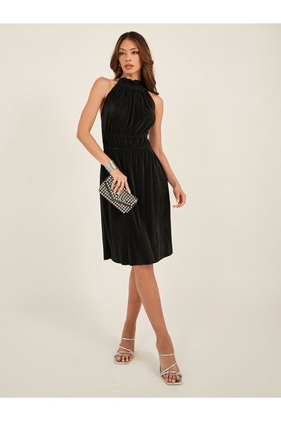 Styli Textured Plisse Sleeveless A-Line Mini Dress