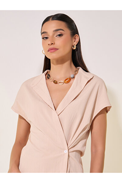 Styli Solid Wrap Buttoned Shirt and Pants Co-Ords