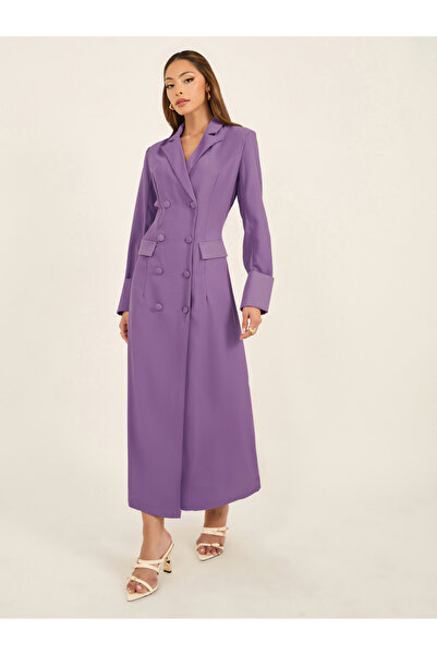 Styli فستان ماكسي سادة بفتحة رقبة على شكل حرف V