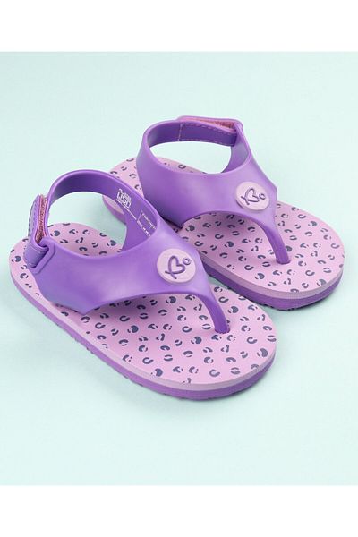 Babyoye Babyoye Paw Printed Flip Flops with Velcro Closure - Purple