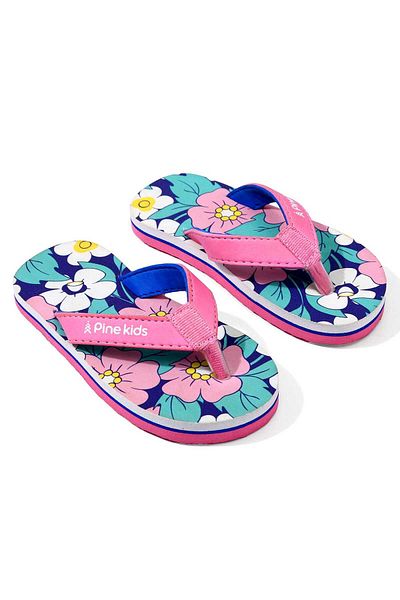 Pine kids صندل Pine Kids بطبعة زهور - وردي وأزرق داكن