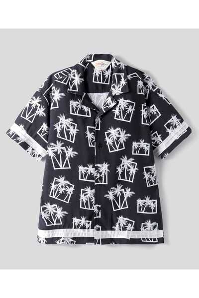 Primo Gino قميص Primo Gino Rayon Woven بأكمام نصفية وكتف منسدلة بطبعة استوائي...