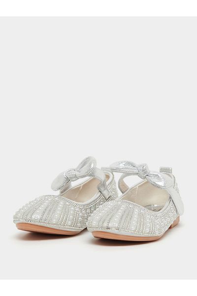 Styli Embellished Ballerinas with Hook and Loop Closure