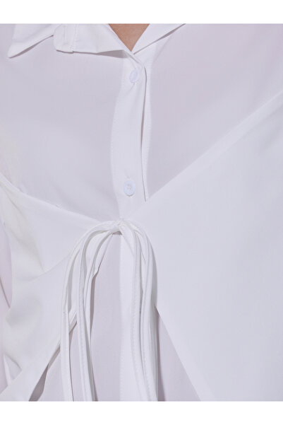 Take Two By Styli Solid Long Sleeve Wrap Shirt with Tie-Up Detail