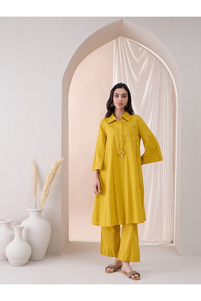Femmella By Styli Embroidered Tassel Detail Tunic and Straight Pants Co-Ords