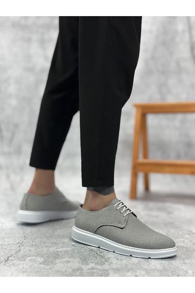 BOA Ba0003 Lace-Up Classic Sports Dark Gray Color Linen High Sole Casual Men's Shoes