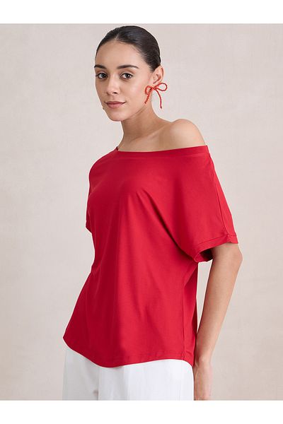 Femmella By Styli Solid Knit Off Shoulder Regular Fit Top