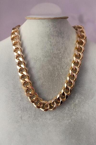 Nurtakı Nurtakı Paslanmaz Kalın sarı Zincir Kolye