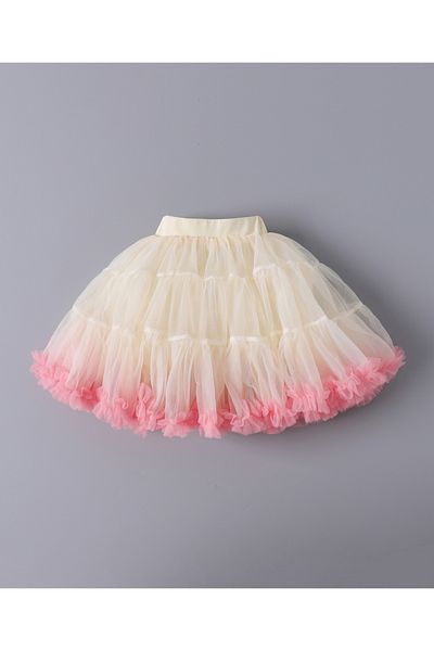 Mark & Mia Mark & Mia Elasticated Waist Frill Skirt - Cream and Pink