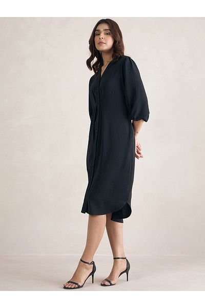 Femmella By Styli Balloon Sleeve Button Down Midi Dress
