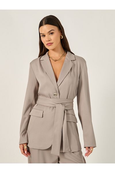 Styli Regular Fit Longline Belted Blazer