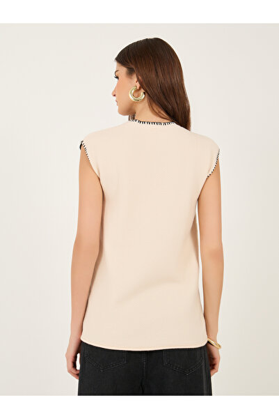 Take Two By Styli Contrast Stitching Trim Sleeveless Knit Top