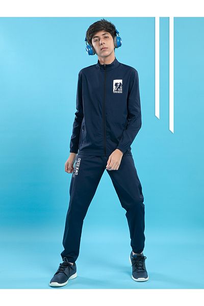 Technosport By Styli Graphic Print High Neck Jacket with Zipper Detail