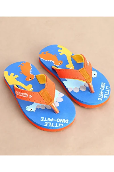 Cute Walk by Babyhug Cute Walk by Babyhug Flip Flops Dino Print - Orange