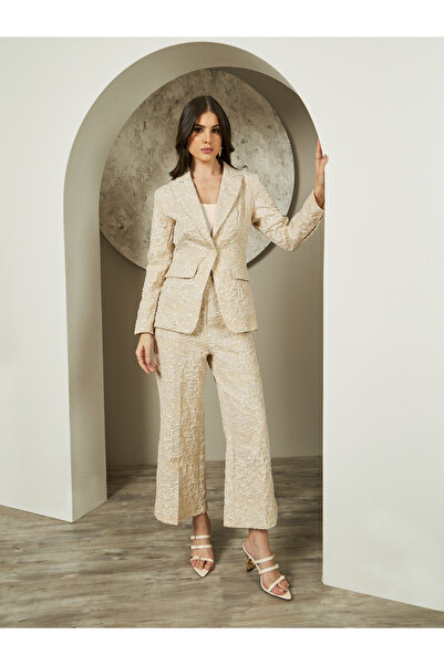 Styli Jacquard Regular Fit Notch Label Neck Blazer