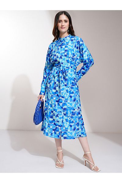 Tokyo Talkies By Styli All-Over Print Batwing Sleeve A-Line Midi Dress