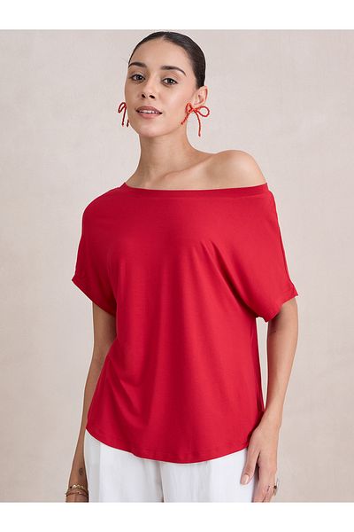 Femmella By Styli Solid Knit Off Shoulder Regular Fit Top
